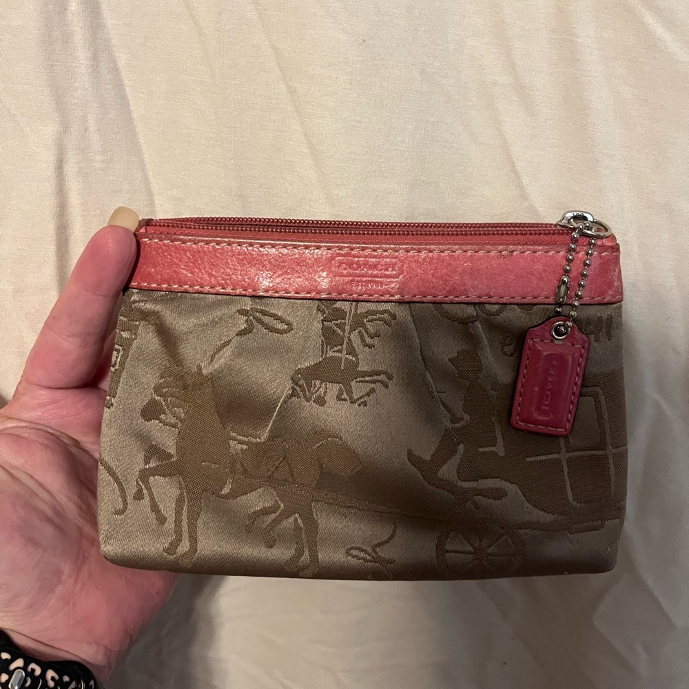 Coach Pink and Brown Wristlet